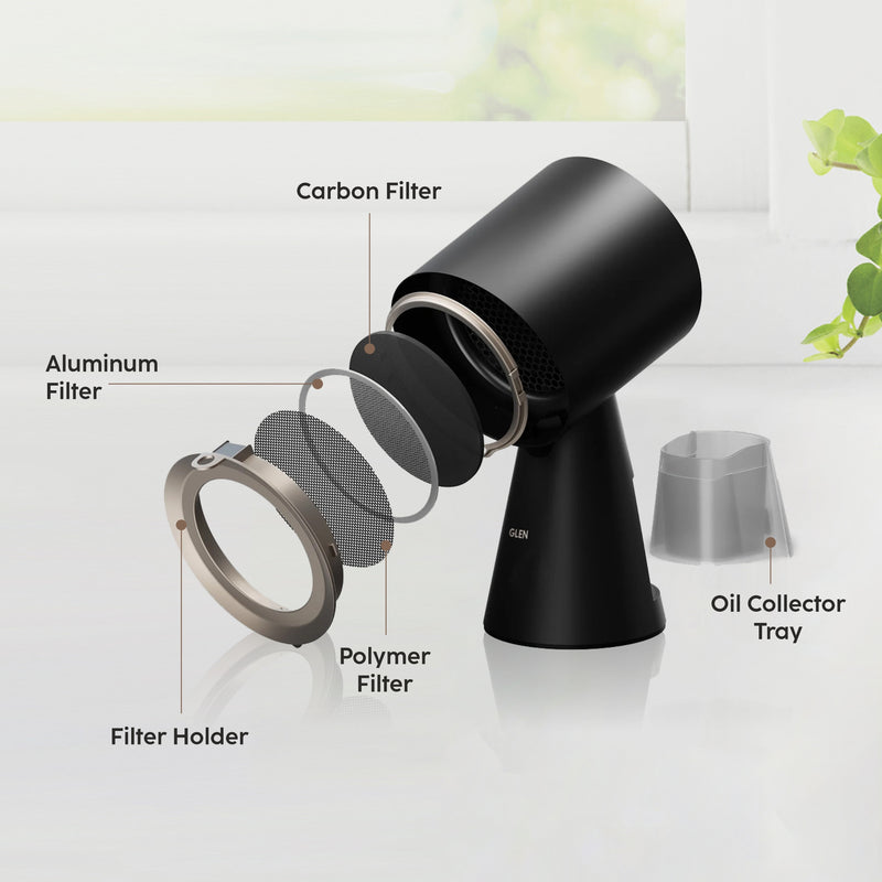 Electric Plug & Clear Smoke Extractor with oil collecting cup - Black (CH6090PORBL)