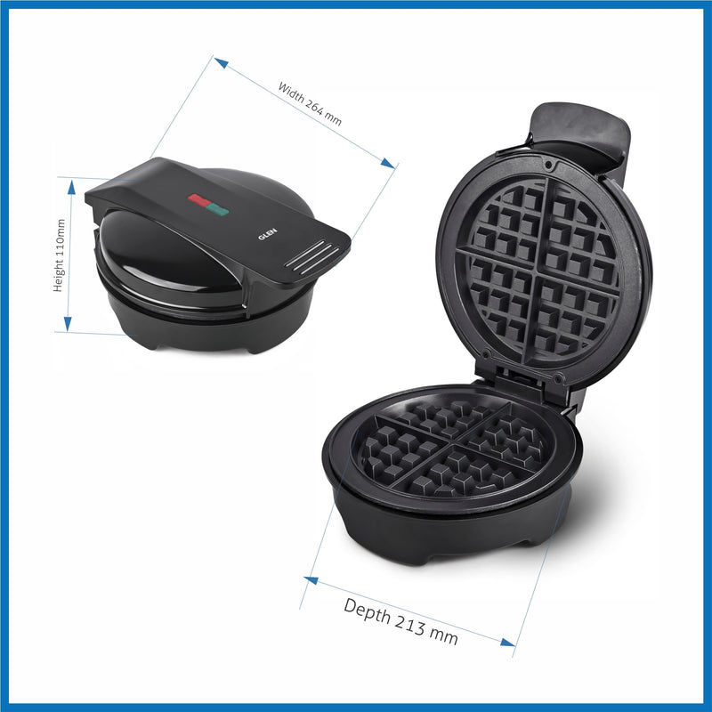 Electric Waffle Maker with Non-Stick Coating Plates 750W - Black (SA-3026WMB)