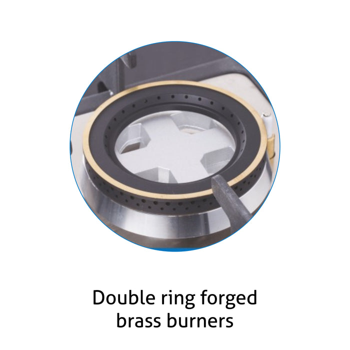 4 Burner Glass Hob Top with Double Ring Forged Brass Burner Auto Ignition (1074 SQ HT BW)