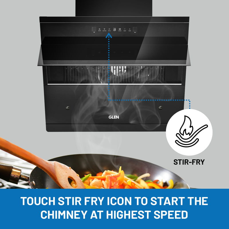 Auto Clean Vertical Glass Chimney Filter-less with Heat Sensor, BLDC Motor 1600 m³/h - 60/75/90cm (CH 6073 HSR DC AC)