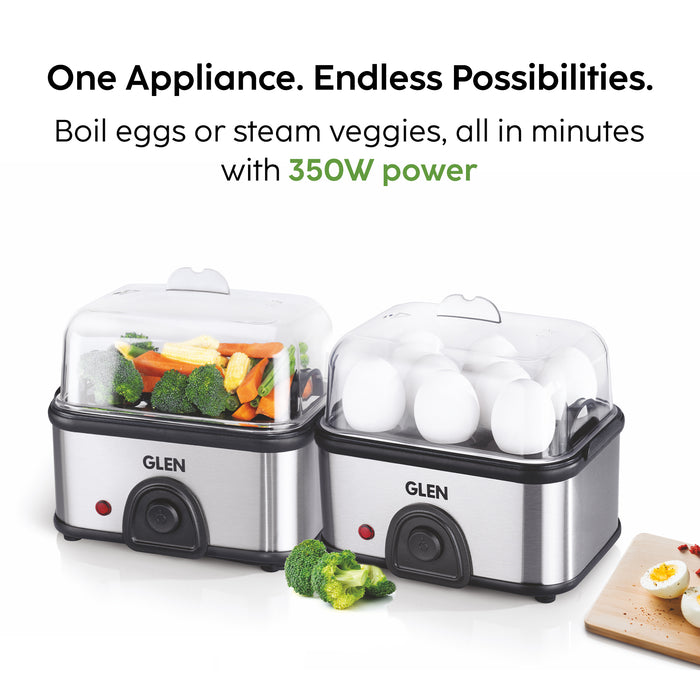 Egg Boiler Steamer Boils upto 8 Eggs Auto shut Off, Push Button Start 350W (SA3036EBS)