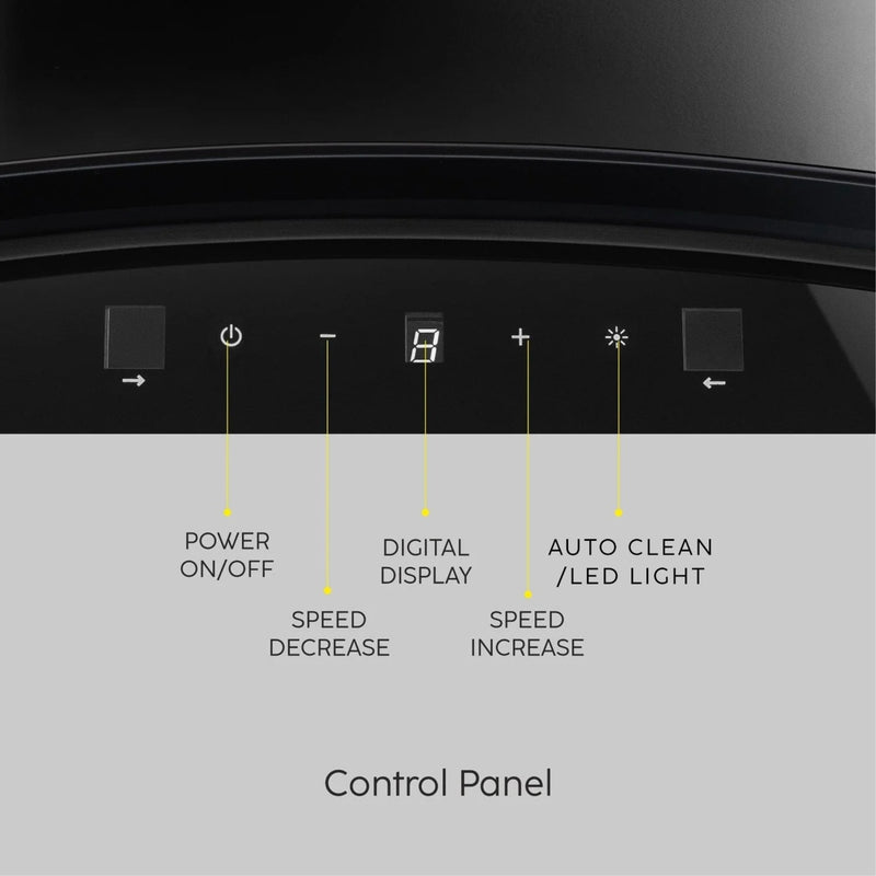 Auto Clean Curved Glass Filter-less Kitchen Chimney, Motion Sensor control with Digital Display 1500 m3/h (6059 DI BL AC)