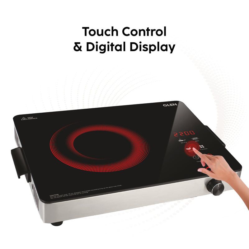 Infrared Stove with 3 Preset Cooking Functions 2200W- SA3074 IR22 + Electric Plug & Clear Smoke Extractor with oil collecting cup - Black (CH6090PORBL)