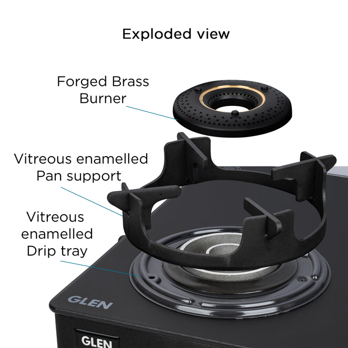 3 Burner Ultra Slim Matt Glass LPG Stove with High Flame Forged Brass Burner (CT1037USMG)
