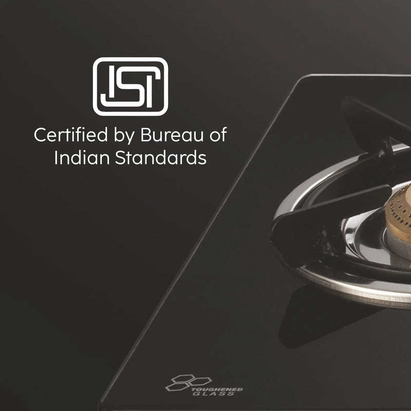 3 Burner Glass Gas Stove with Brass Burner Black (CT1037GTBBBL)