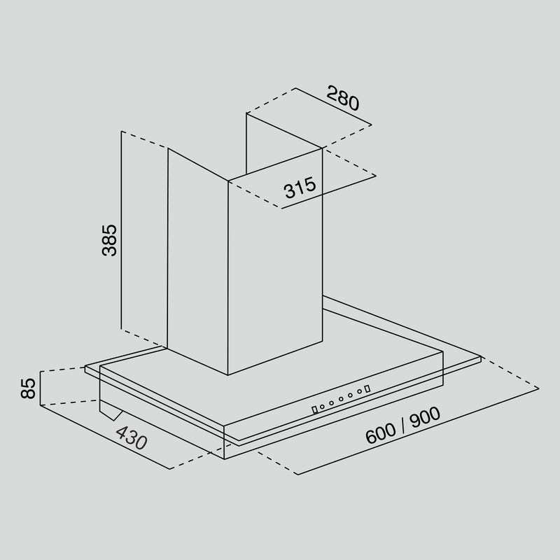 Auto Clean Slim Glass Filter less Kitchen Chimney with Motion Sensor 60/90cm, 1200 m3/h (6062 SLIM BL AC)