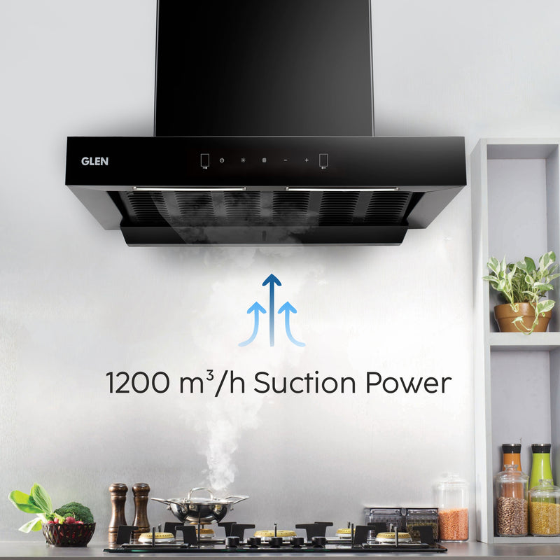Auto Clean Filterless Chimney with Motion Sensor, 60/76/90cm 1200 m3/h - Black (6052 BL MS AC)