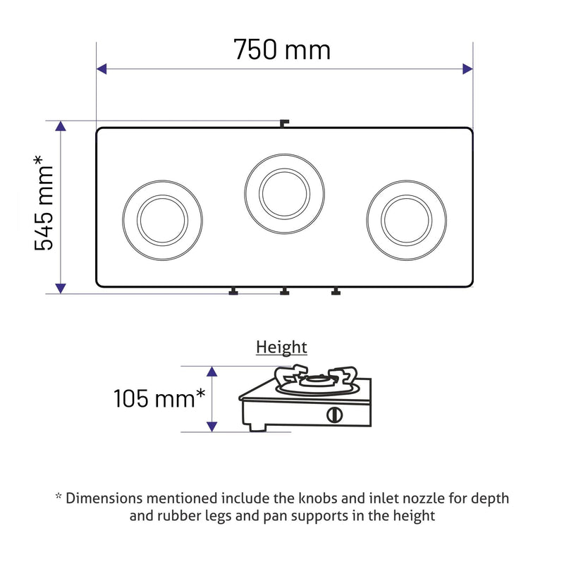 3 Burner Gas Stove Forged Brass Burner (1037 US TN) + Auto Clean Chimney with BLDC Motor Motion Sensor 90cm 1400 m3h (6052 SL BLDC B90)