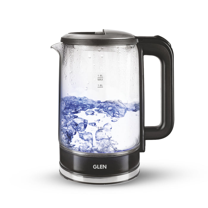 Electric Glass Tea Kettle 1.8 Litre with 360° Rotational Base, Auto Shut-off, 1500W - White/Black (SA-9001)