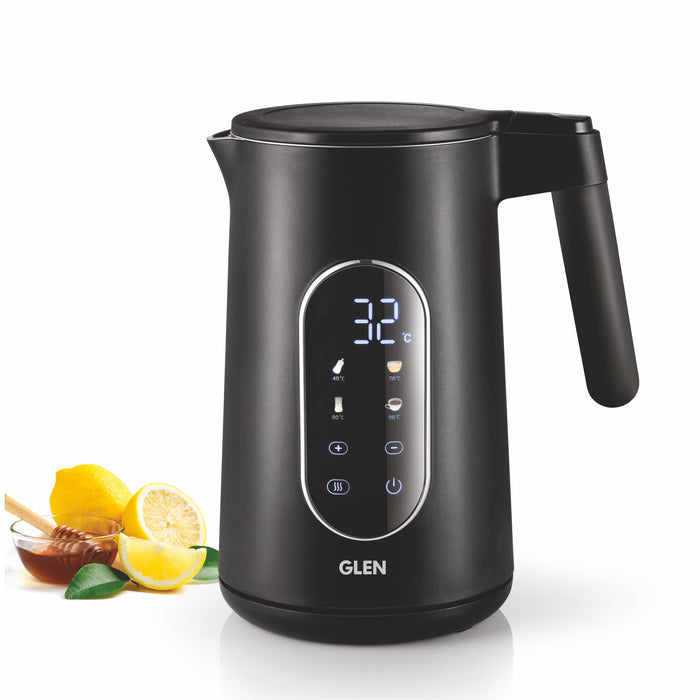 Electric Kettle 1.5 Litre with Digital Display Touch Control and 4 Pre Set Functions, Auto Shutoff, 2000W (SA-9009SSBL)