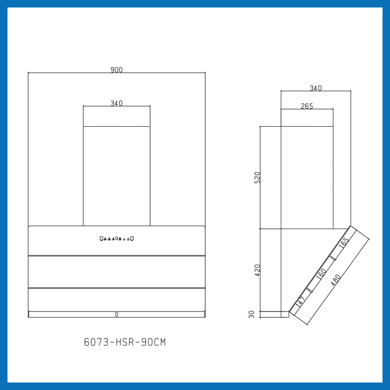 Auto Clean Vertical Glass Chimney Filter-less with Heat Sensor, BLDC Motor 1600 m³/h - 60/75/90cm (CH 6073 HSR DC AC)