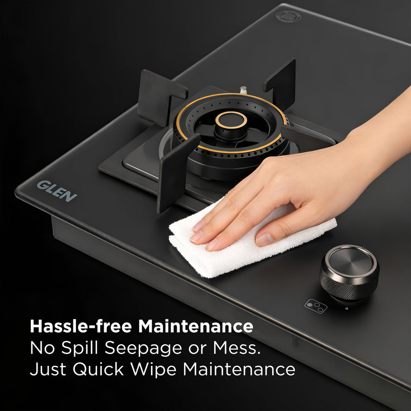 4 Burner Matt Glass Hob Top Triple Ring Burner Double Ring Forged Brass Burner Auto Ignition (BH1074SQHTTRMG)