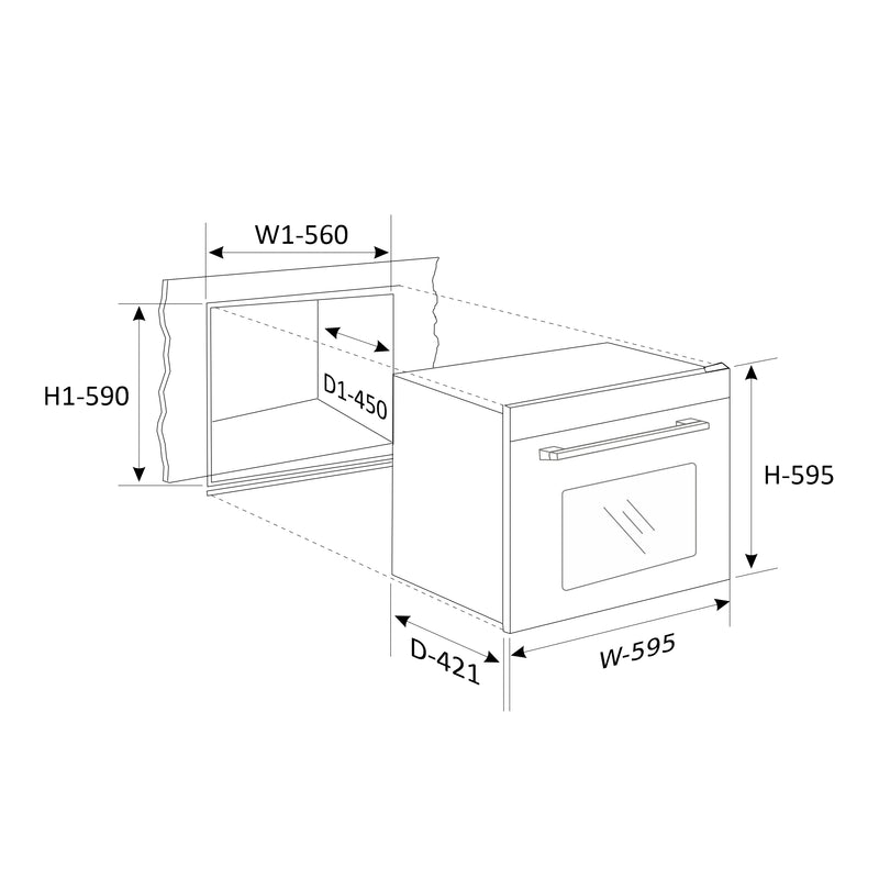 Built in Oven Air Fryer 60Ltr with Convection Fan and 3 Control Knobs (BO662AF)