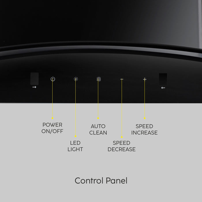 Auto Clean Curved Glass Filter less Kitchen Chimney with Control Panel