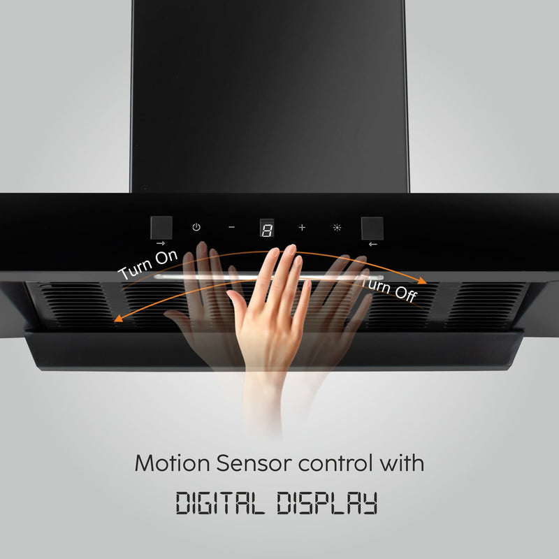 Auto Clean Filter less Kitchen Chimney, with Motion Sensor Control and Digital Display