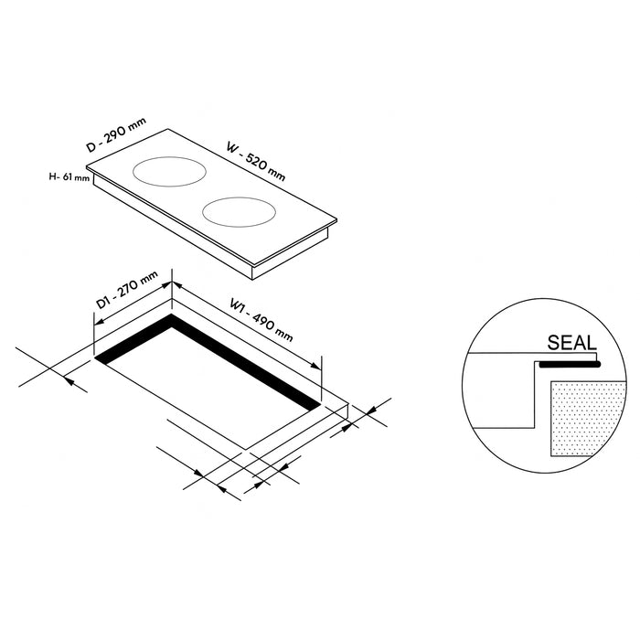 2 Zone Built in Induction Hob with Touch Control & Timer Function (BH1015IC2Z)