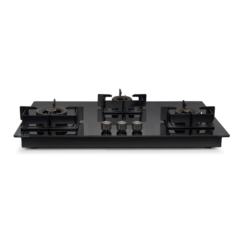 3 Burner DFVS XL Glass Hob with 2 Triple Ring Forged Brass Burners Auto Ignition (BH1093XLDFHT2TR)