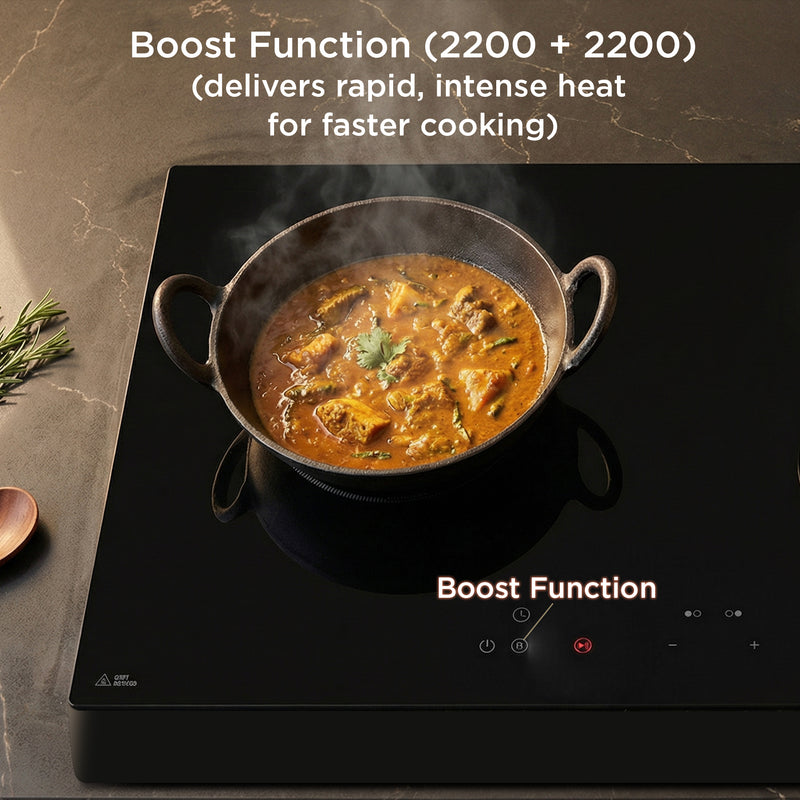 2 Zone Induction Hob Top 9 Power Levels with Touch Control & Timer Function (BH1016HTIC2ZT)