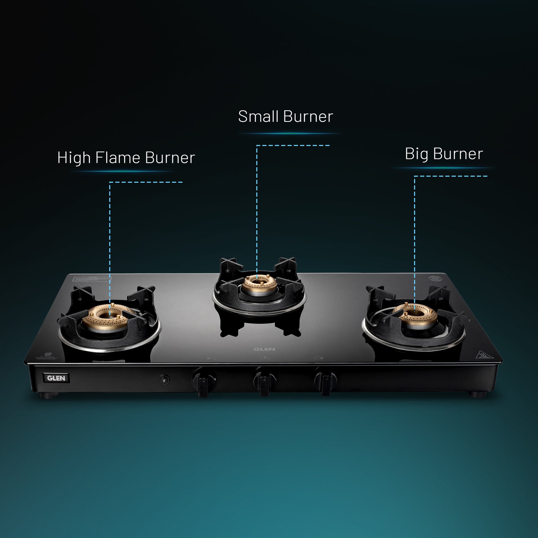 Buy Glen 3 Burner Glass Gas Stove 1038 GT CPS Online at Best Prices