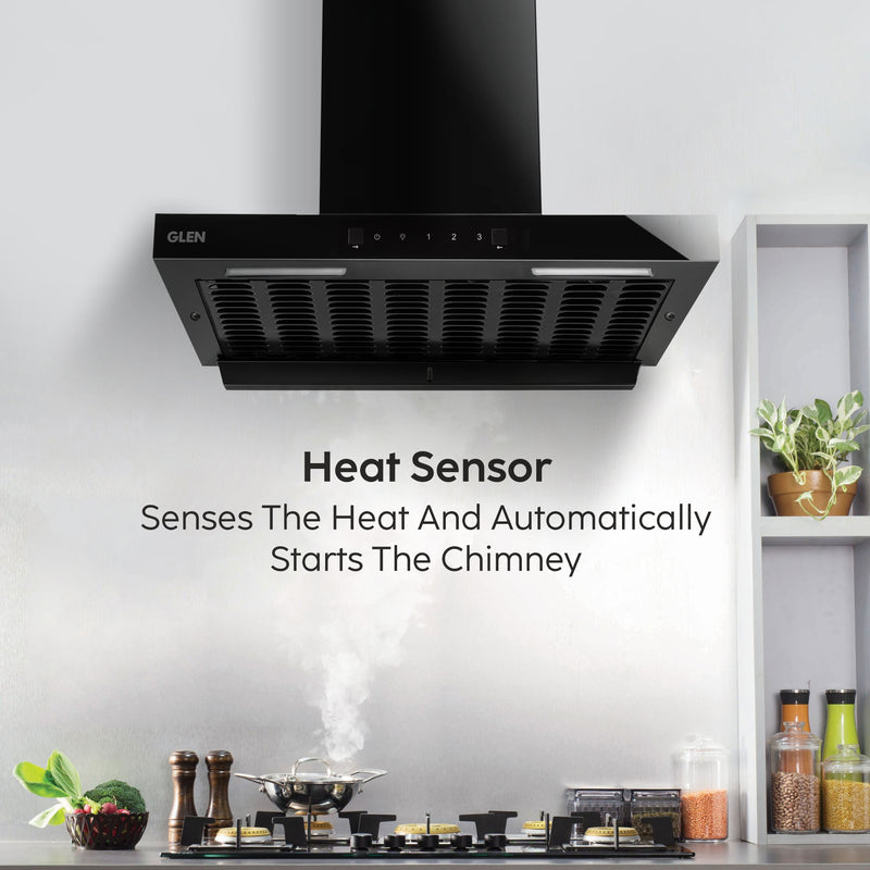 Auto Clean Filterless Chimney with Heat Sensor, 60/76/90cm 1400 m3/h - Black (CH 6052 HSR BL AC)