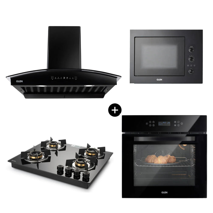 Built-In-Oven (BO-652MRT) + Built-in-Microwave (MO-676) + Built In HobTop (BH1064ROHTTDB) + Cooker Hood 6069 HSR BL BLDCAC 90cm (CH6069HSRDCAC90)