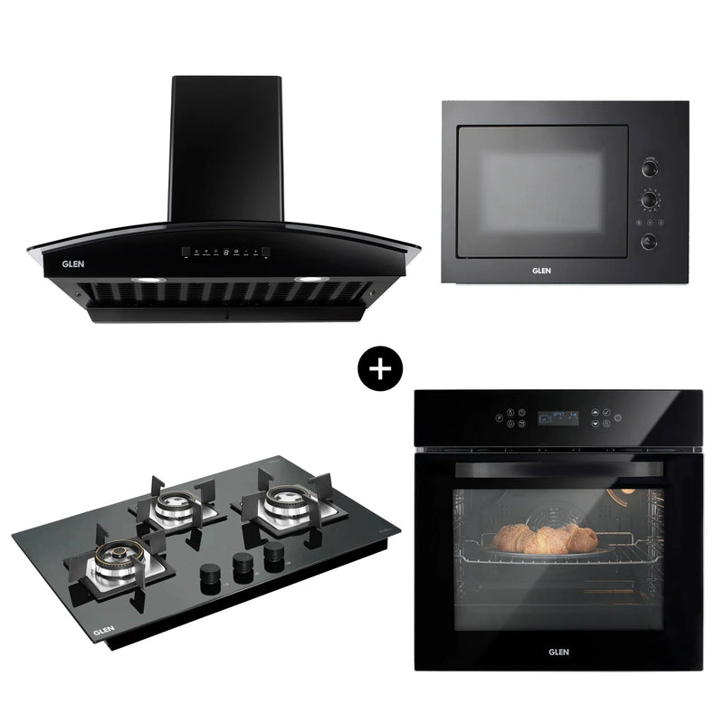 Built-In-Oven (BO-652MRT) + Built-in-Microwave (MO-676) + Built in Hob (BH1073SQHTMTR) + Cooker Hood 6069 HSR BL BLDCAC 90cm (CH6069HSRDCAC90)