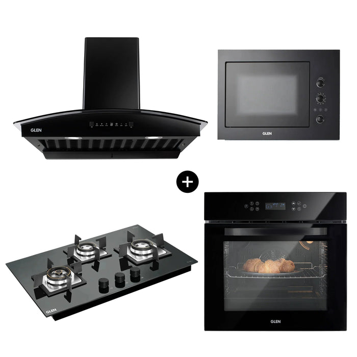 Built-In-Oven (BO-652MRT) + Built-in-Microwave (MO-676) + Built in Hob (BH1073SQHTMTR) + Cooker Hood 6069 HSR BL BLDCAC 90cm (CH6069HSRDCAC90)