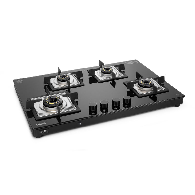 4 Burner Ultra Slim Glass Gas Stove with High Efficiency Forged Brass Burners Top Knobs - Manual/Auto Ignition (CT1045USTN)