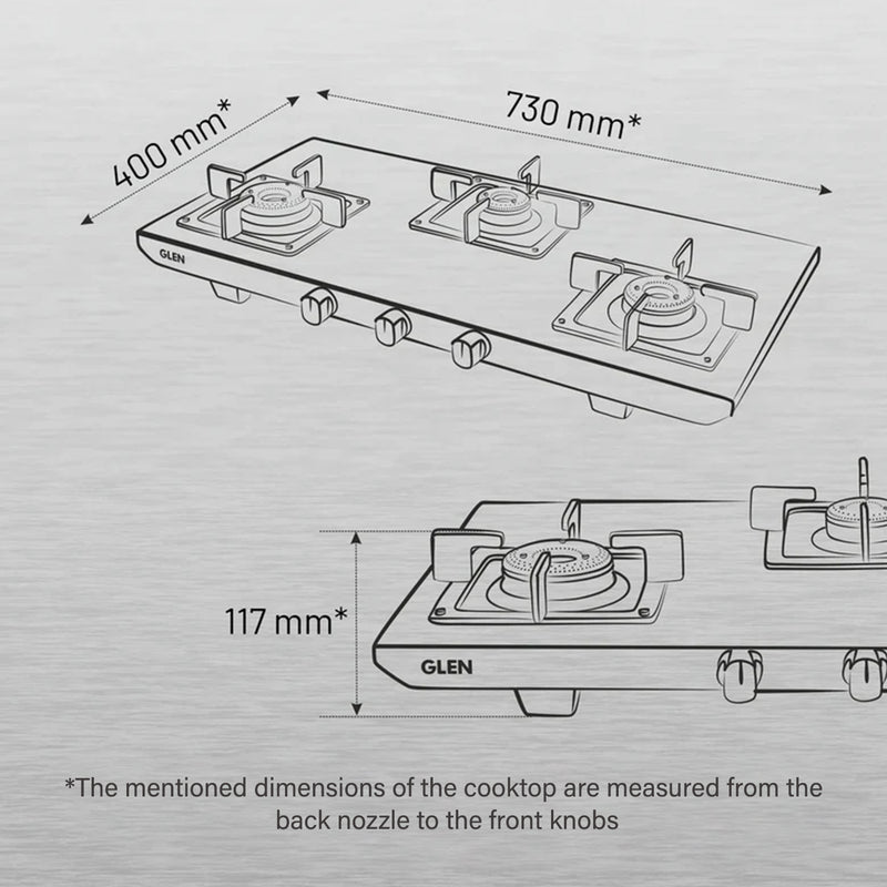 3 Burner Ultra Tuff Stainless Steel Gas Stove with Forged Brass Burner - Manual/Auto Ignition (CT1053UTSS73)