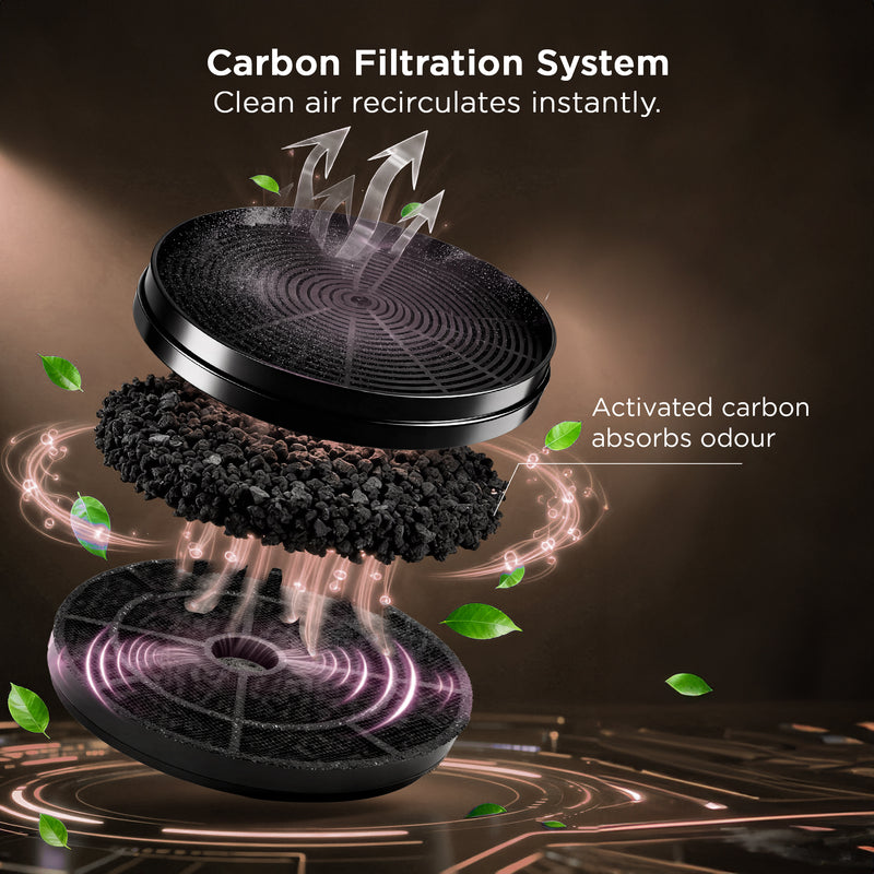 Wall Mounted Ductfree Kitchen Chimney Plug & Clear with Baffle filters 60cm 1100 m3/h -Black (CH6052DFMSBFBL60)