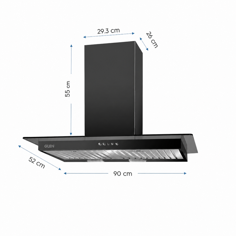 Designer Electric Kitchen Chimney  Push Button Control 90cm 1000 m3/h - Black (6062 90 BL)