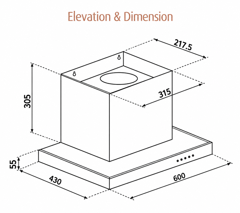 60 cm Kitchen Chimney with Motion Sensor, 1600 m³/h (CH 6052 IN MS DX BL)