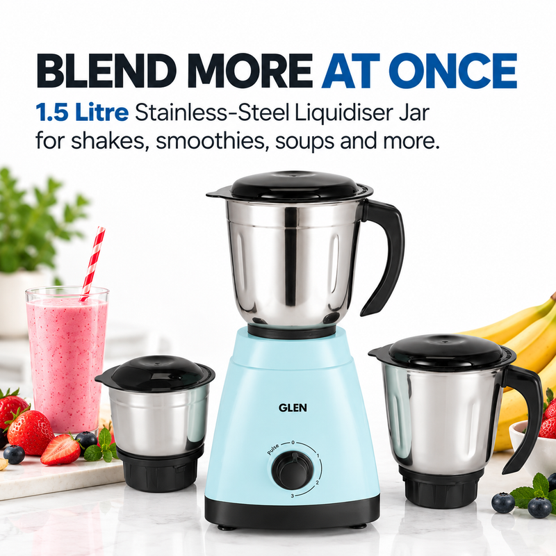 Mixer Grinder 650W with 3 Stainless Steel Liquidiser, Grinder and Chutney Jars - (SA4024JAR3)