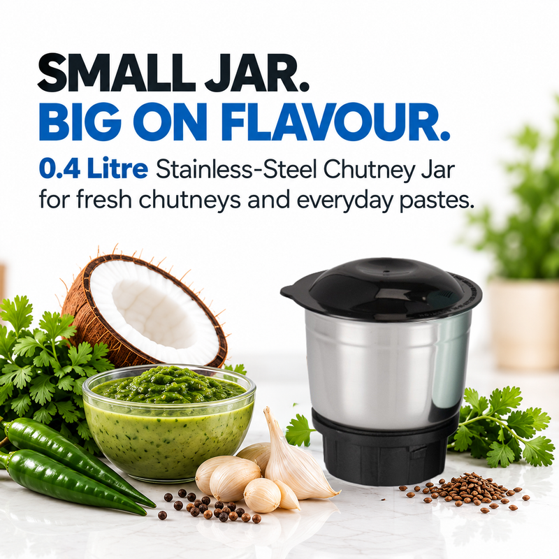 Mixer Grinder 650W with 3 Stainless Steel Liquidiser, Grinder and Chutney Jars - (SA4024JAR3)