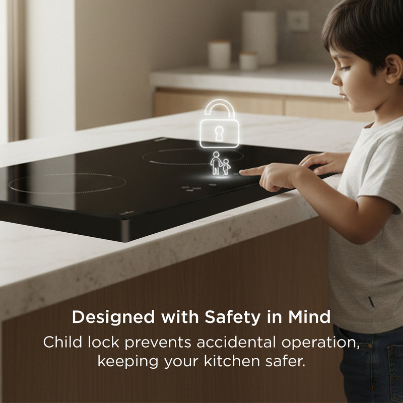 2 Zone Induction Hob Top 9 Power Levels with Touch Control & Timer Function (BH1016HTIC2ZT)