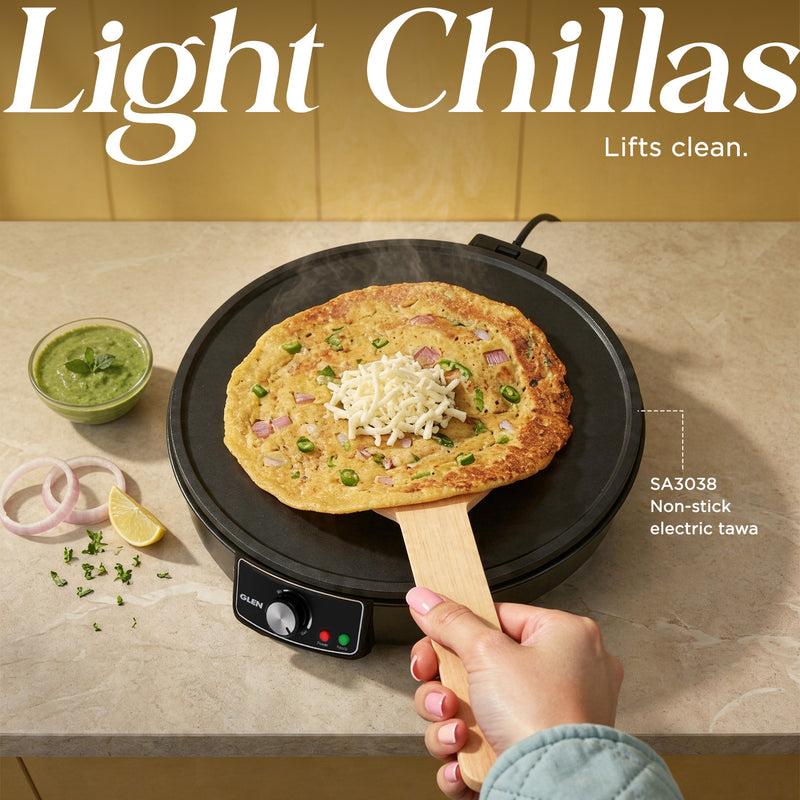 Electric Tawa for Dosa, Chilla 30cm Non-Stick Cooking Plate, Temperature Control - Black (SA3038)