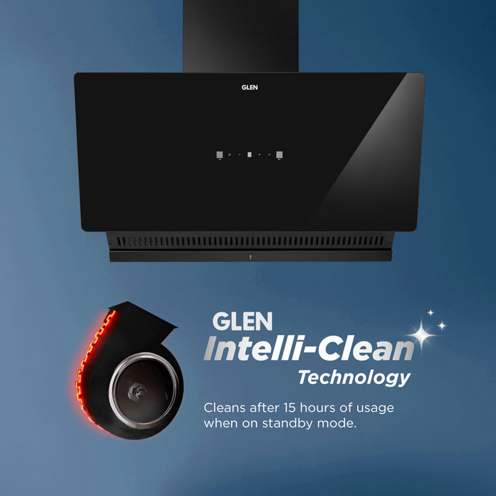 Auto Clean Glass Filter less Kitchen Chimney, Motion Sensor control with Digital Display 60/75/90cm 1400 m3/h - Black (CH6075AC)