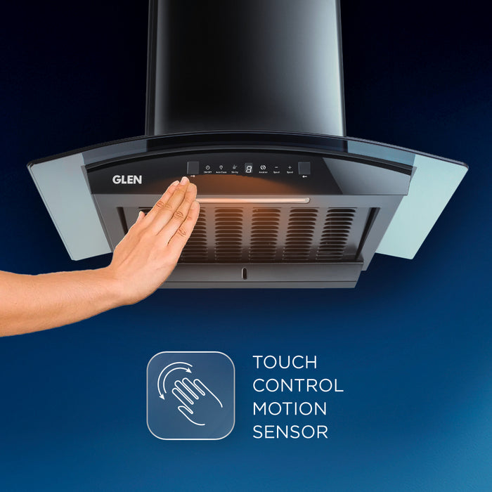 Auto Clean Curved Glass Chimney with BLDC Motor 60/90cm 1400 m³/h -Black (6071R BLDC BL AC)