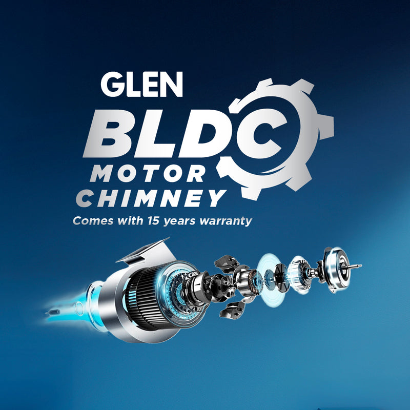 Auto Clean Curved Glass Chimney with BLDC Motor 60/90cm 1400 m³/h -Black (6071R BLDC BL AC)