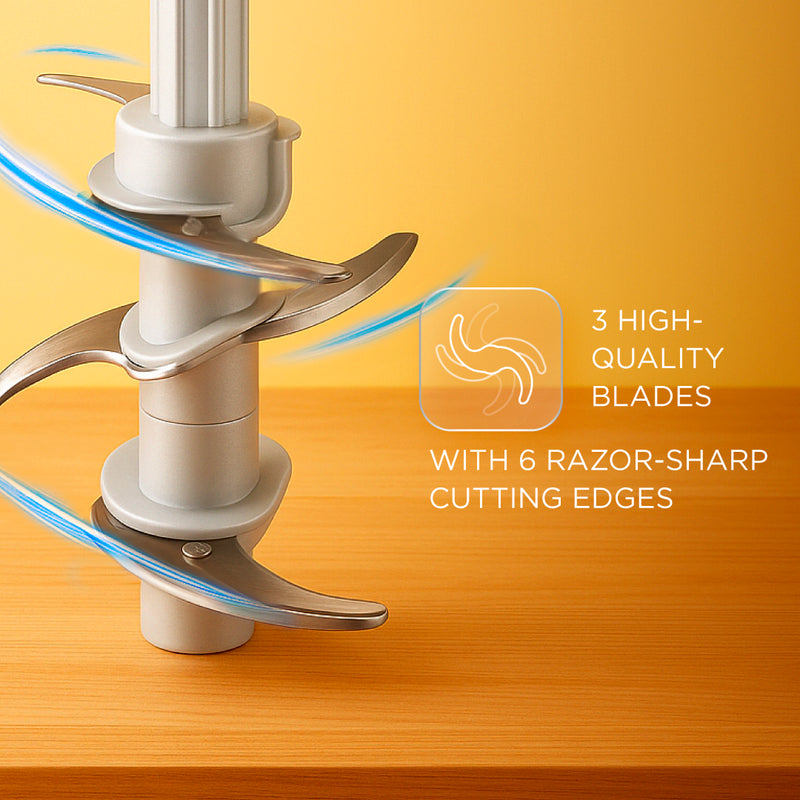 Electric Turbo Plus Vegetable Chopper, 3 Stainless Steel Blades, Whisking Disc 0.6 Litre large Bowl, 300W - Black (4042TUPLUS)