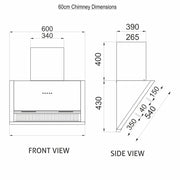 Auto Clean Filterless Glass Chimney dimensions 1