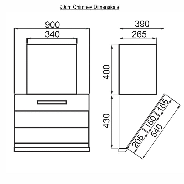 Auto Clean Glass Filterless Chimney with Motion Sensor 1200 m3/h 60/75/90cm (6073SXAC)