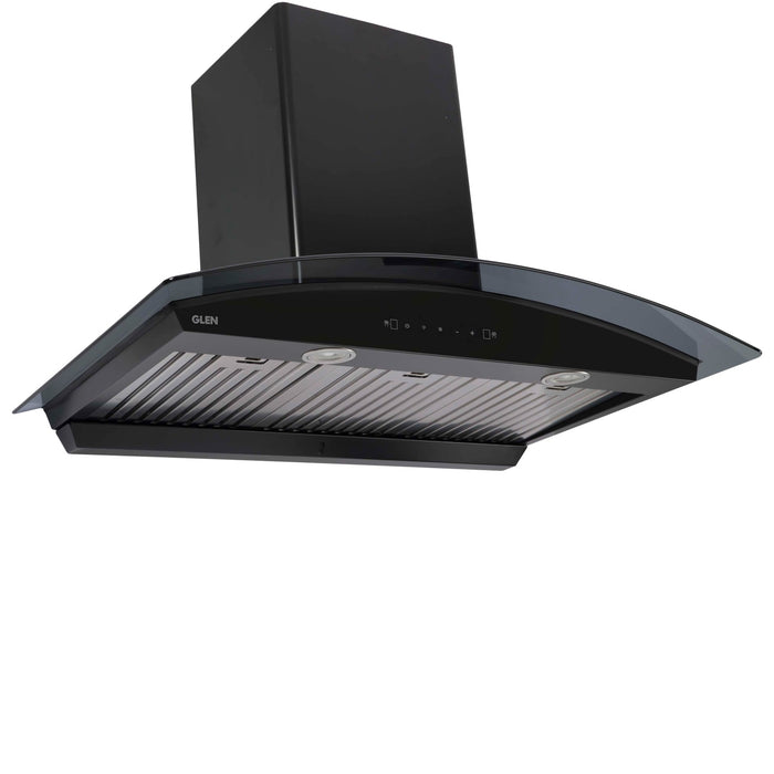 Auto Clean Curved Glass Kitchen Chimney, Baffle Filters, Motion Sensor 1200 m3/h 90cm - Black (CH6066MSACBL90)