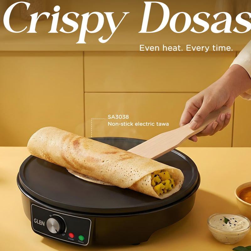 Electric Tawa for Dosa, Chilla 30cm Non-Stick Cooking Plate, Temperature Control - Black (SA3038)