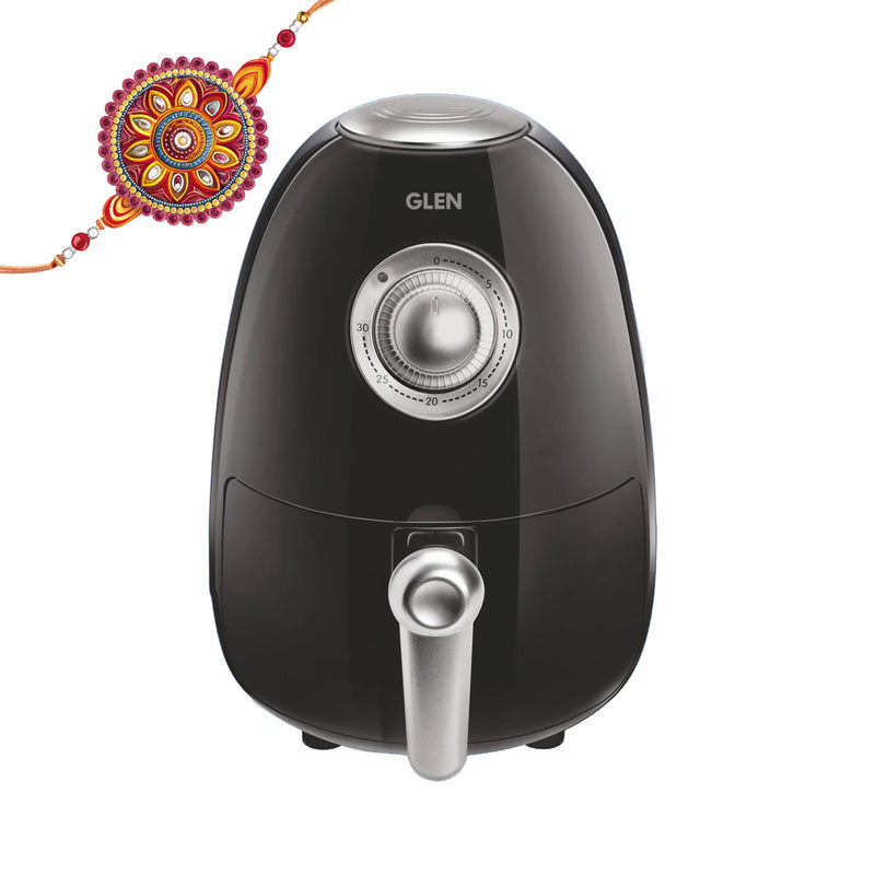 Electric Mini Air Fryer 2 Litres, 800W, Preset Temperature Control -Black & Silver (3045)