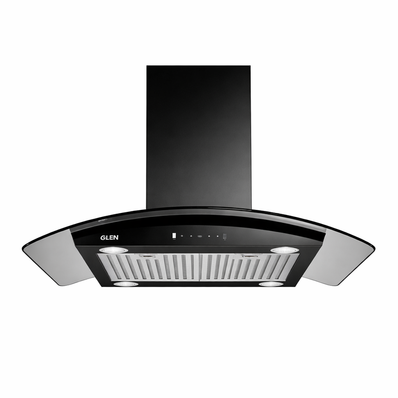 Island Kitchen Chimney Curved Glass Touch Control Motion Sensor Baffle filters 90cm 1250 m3/h (CH6071MSISBL90)