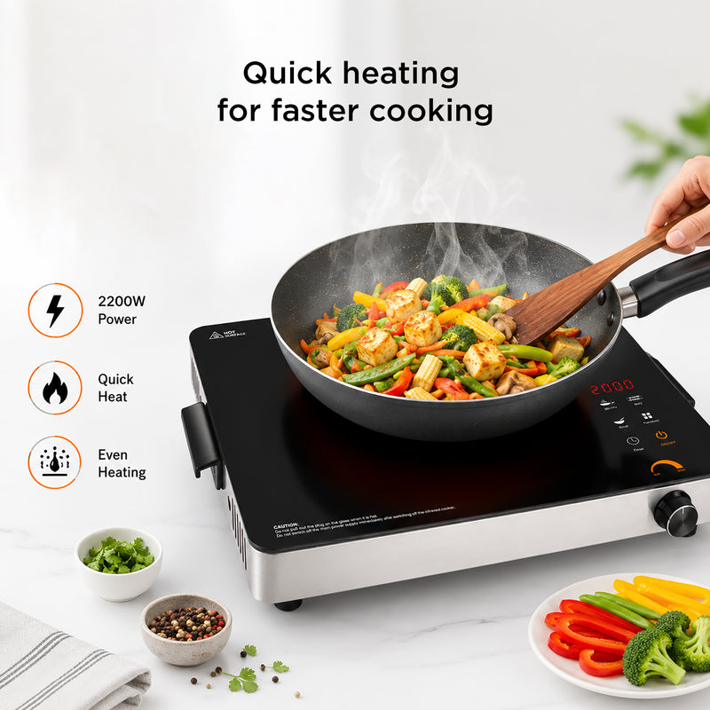 Infrared Stove with 3 Preset Cooking Functions and Digital Display 2200W - SA3076IR