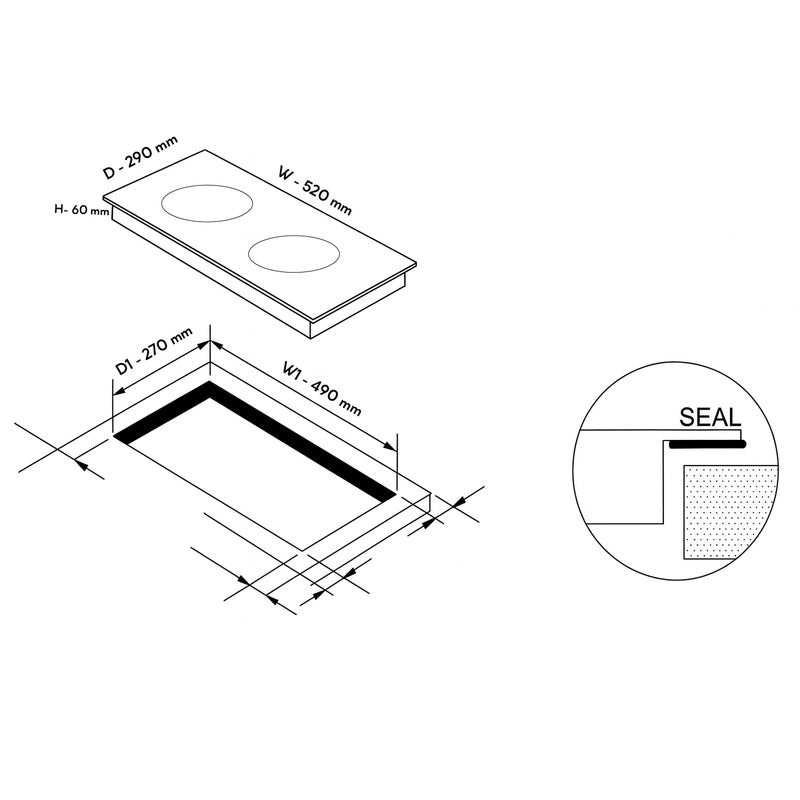 2 Zone Built in Induction Hob 9 Power Levels with Touch Control & Timer Function (BH1017IC2Z)