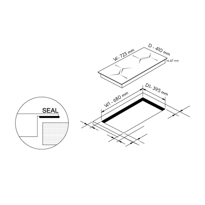 2 Zone Built in Induction Hob with Touch Control & Timer Function (BH1018IC2Z)