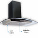 Curved glass Kitchen Chimney with baffle filters and eco-friendly led light
